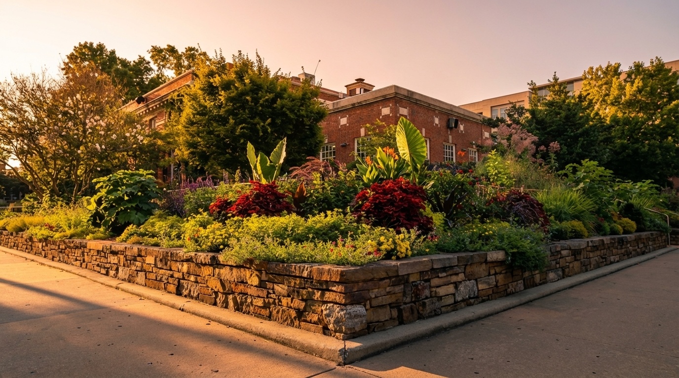 Flower gardens on the Fayetteville Historic Square