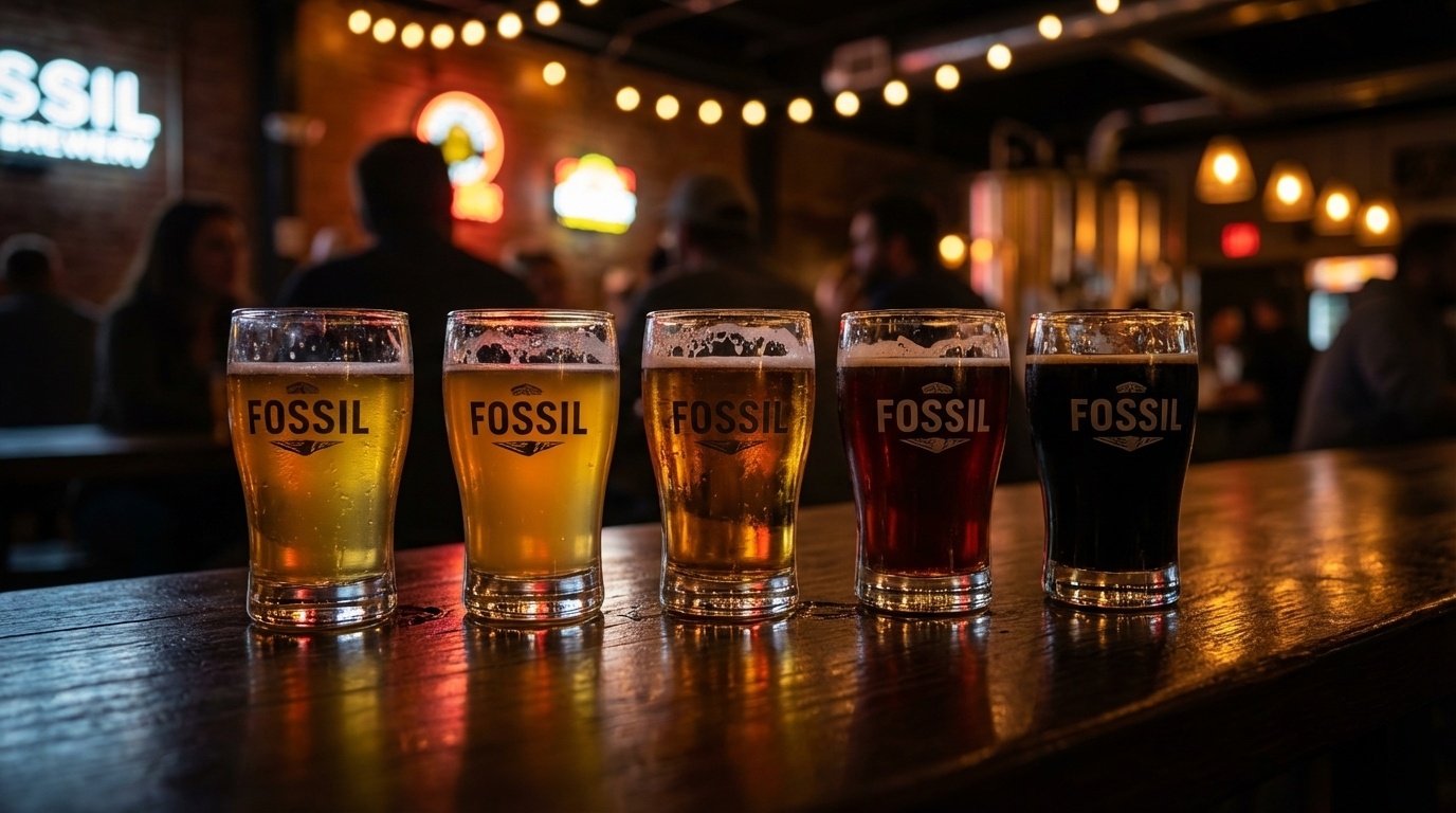 Flight of craft beers at local brewery