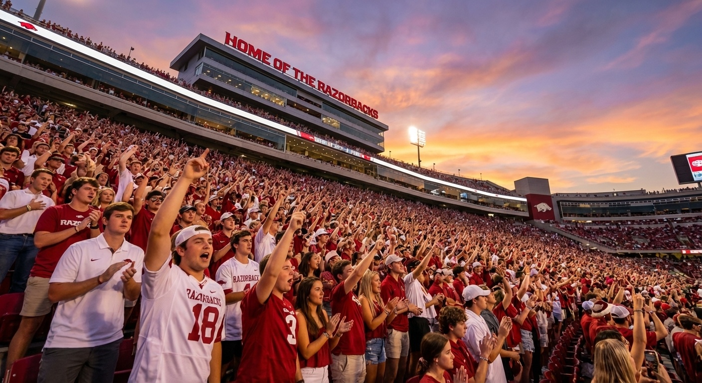 Packed crowd at Donald W. Reynolds Razorback Stadium